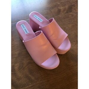 Steve Madden Christa Pink Leather Platform Slide Sandals Womens 9M CHRI12S1 90s